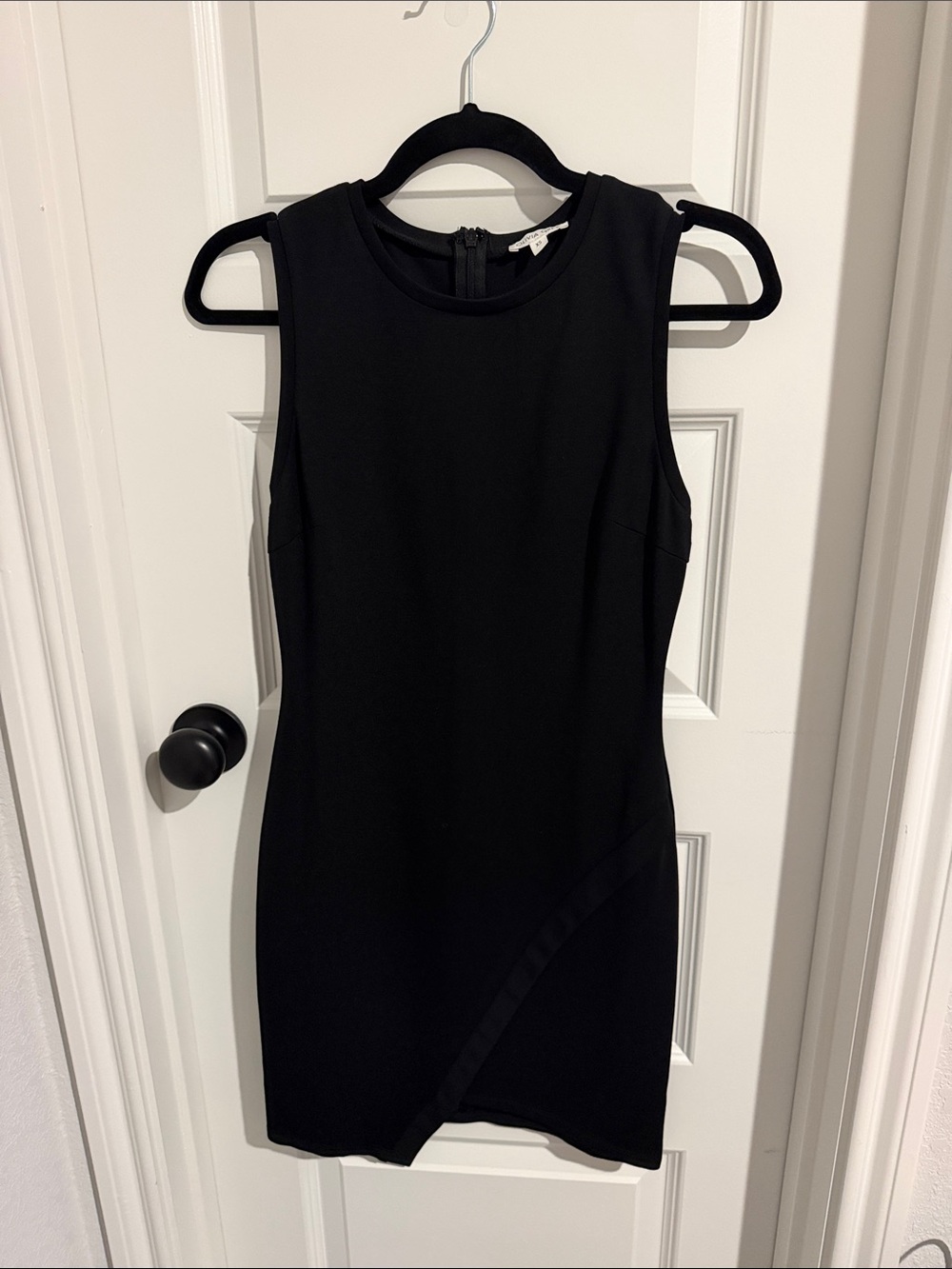 Sleeveless Black Mini Dress with Asymmetric Hem
